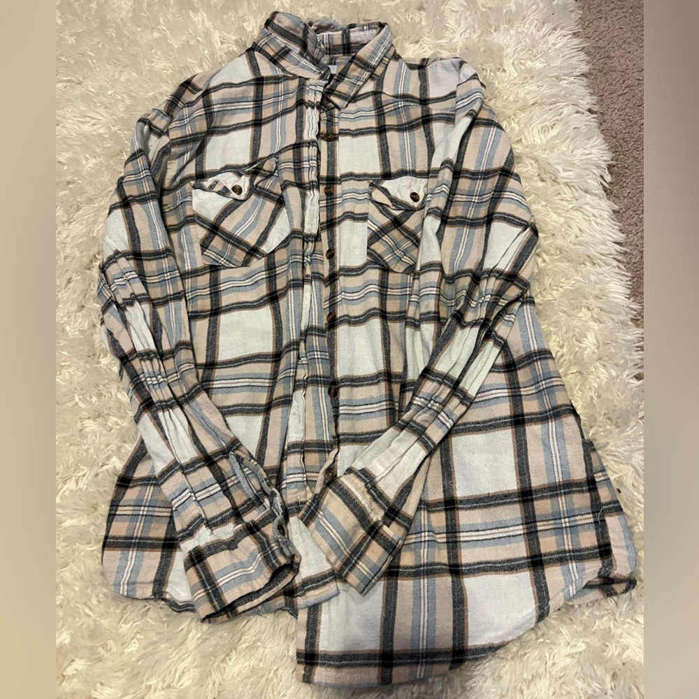 Tan flannel button up